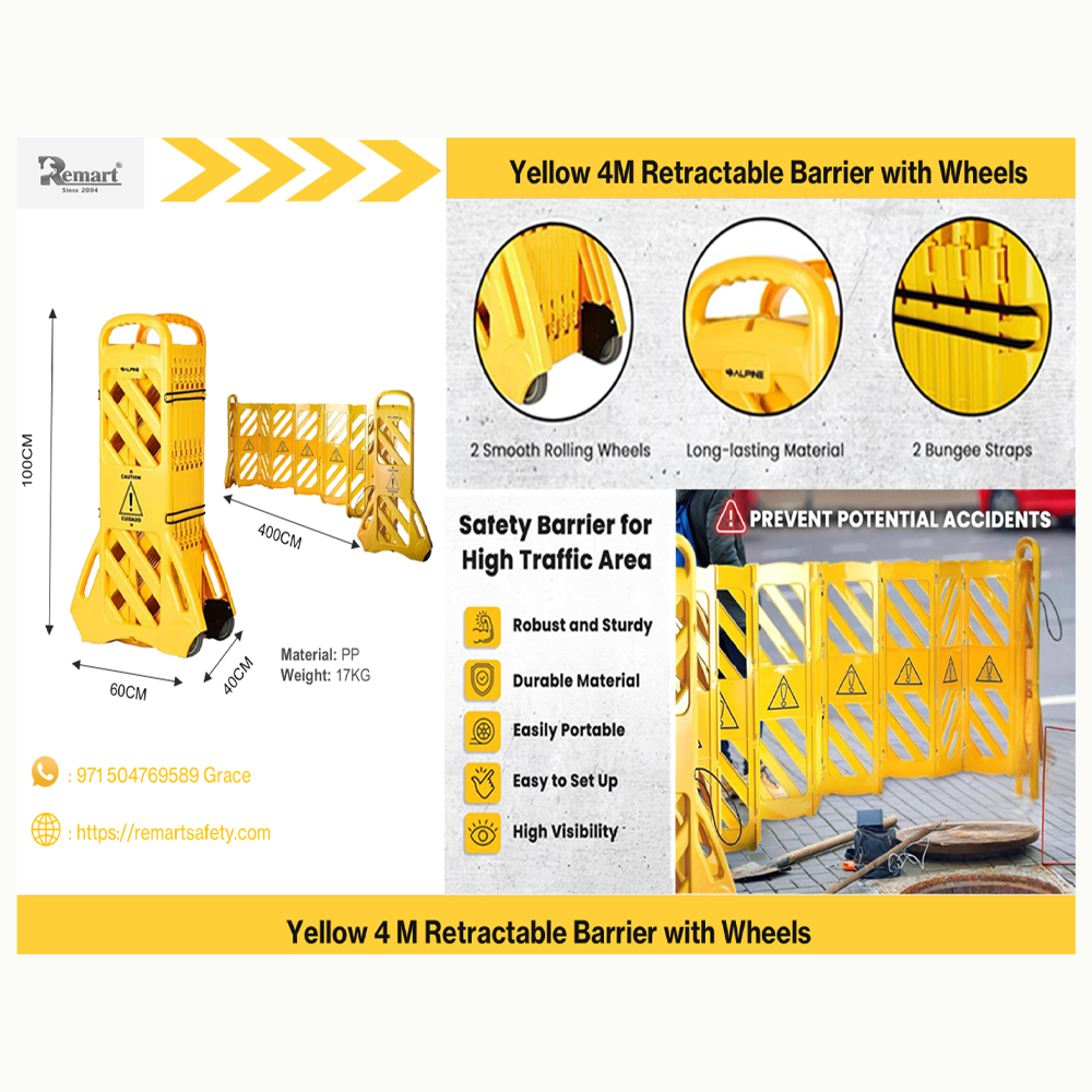 4Meter Yellow Mobile Portable Retractable Barrier